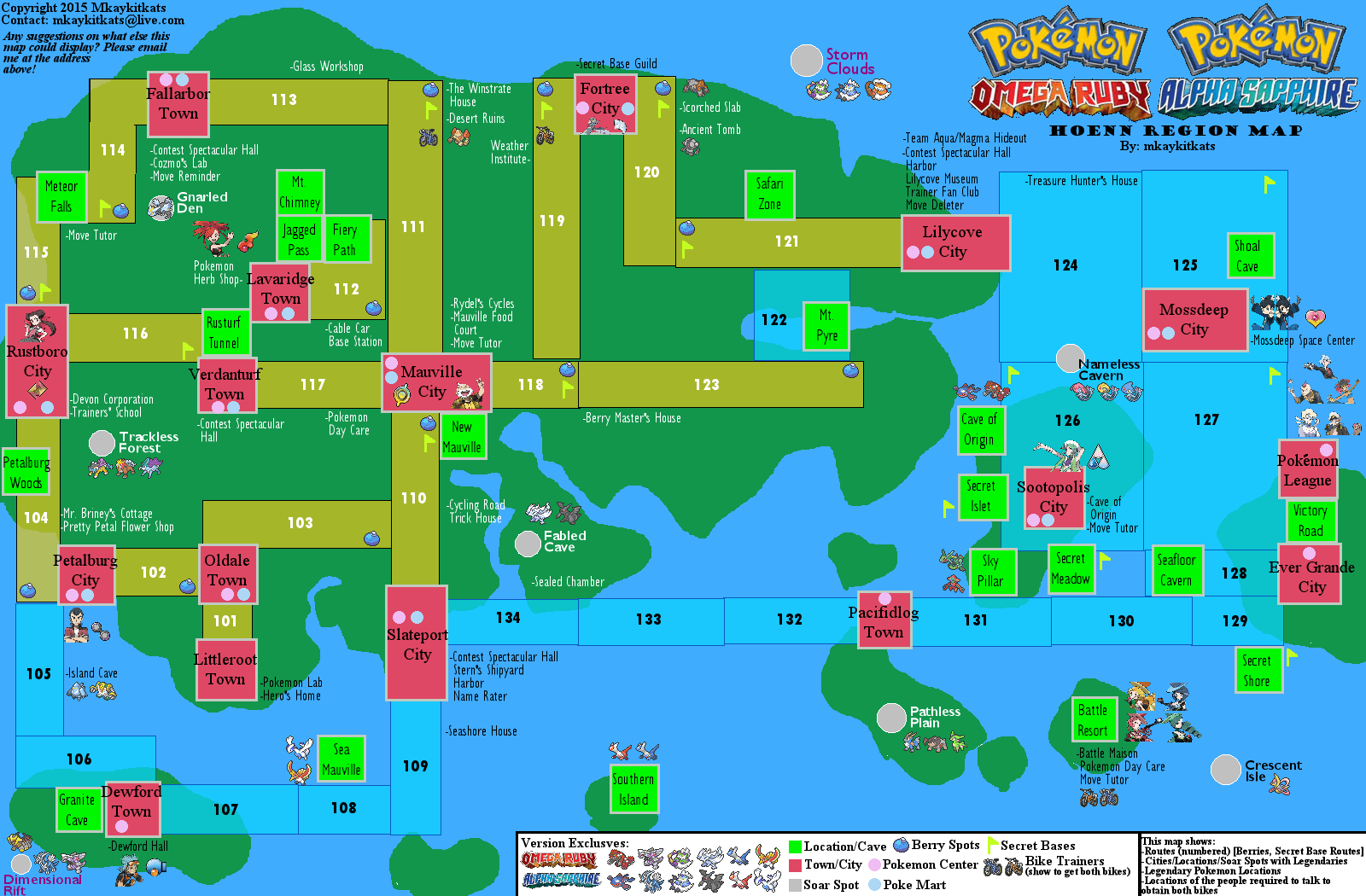 Pokémon Omega Ruby / Alpha Sapphire Hoenn Region Map (PNG) v1.00