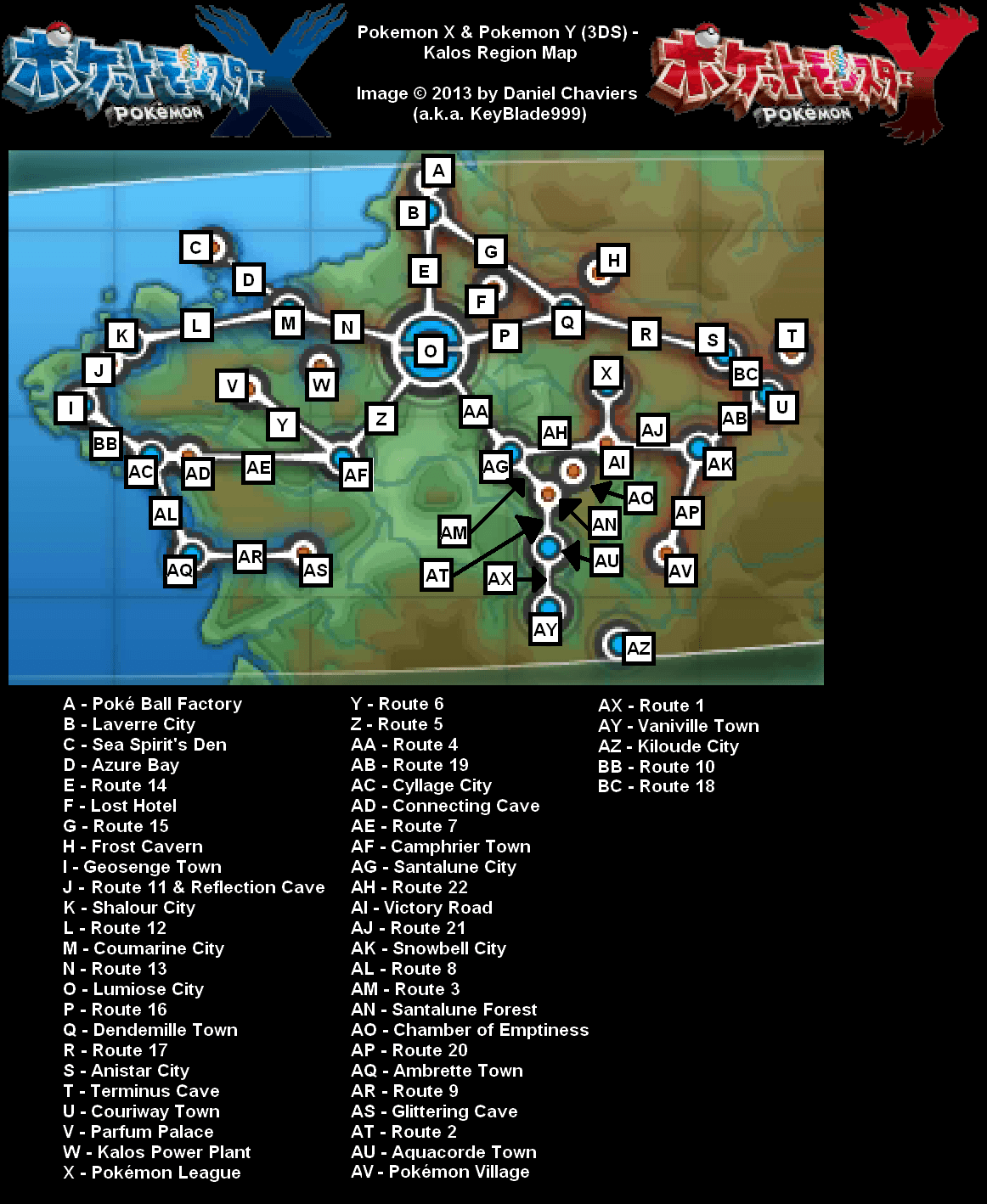 Pokémon X / Y Kalos Region Map (PNG) - Neoseeker Walkthroughs - 1162 x 1418 png 172kB