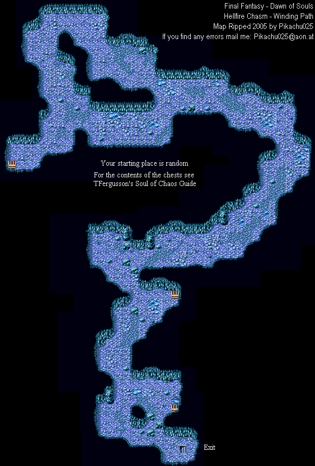 Final Fantasy I And Ii Dawn Of Souls Hellfire Chasm Winding Path Map