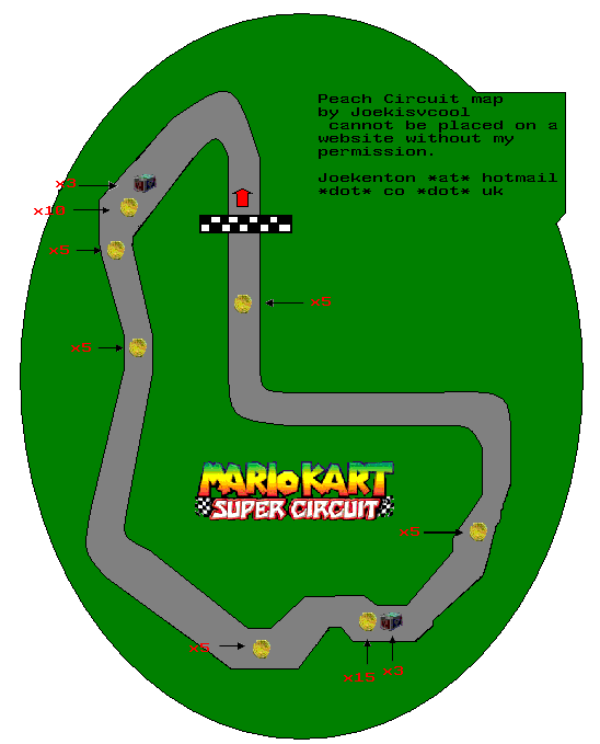 Mario Kart Super Circuit Peach Circuit Map Neoseeker Walkthroughs 1613