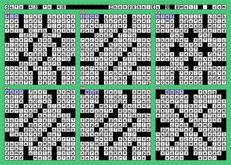 Ultimate Puzzle Games Crossword Solutions Sets 43 to 48 (PNG