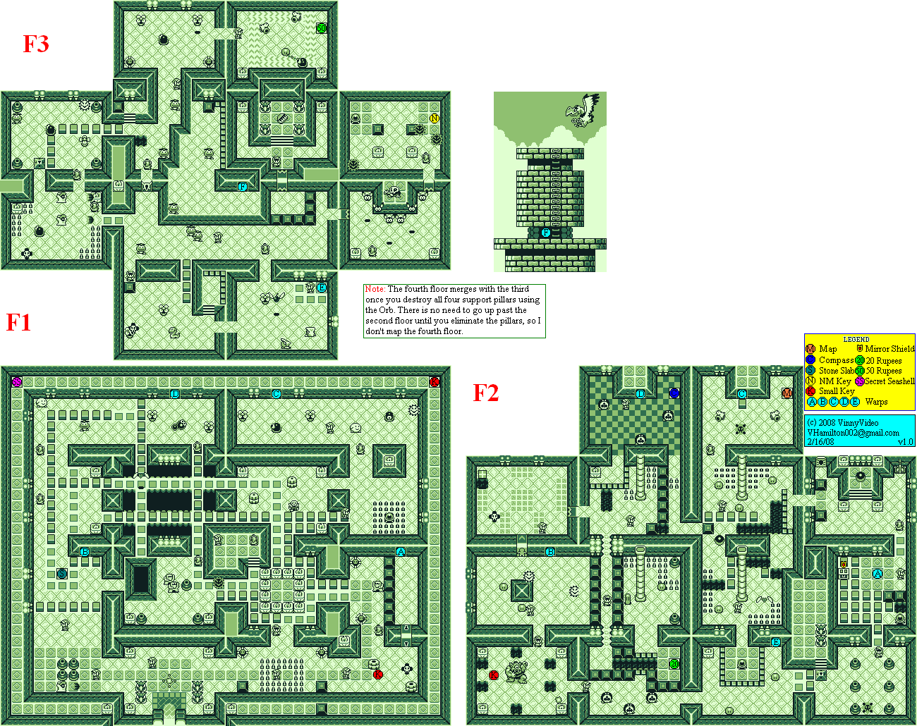 The Legend of Zelda: Link's Awakening DX Level 7: Eagle's Tower Map ...