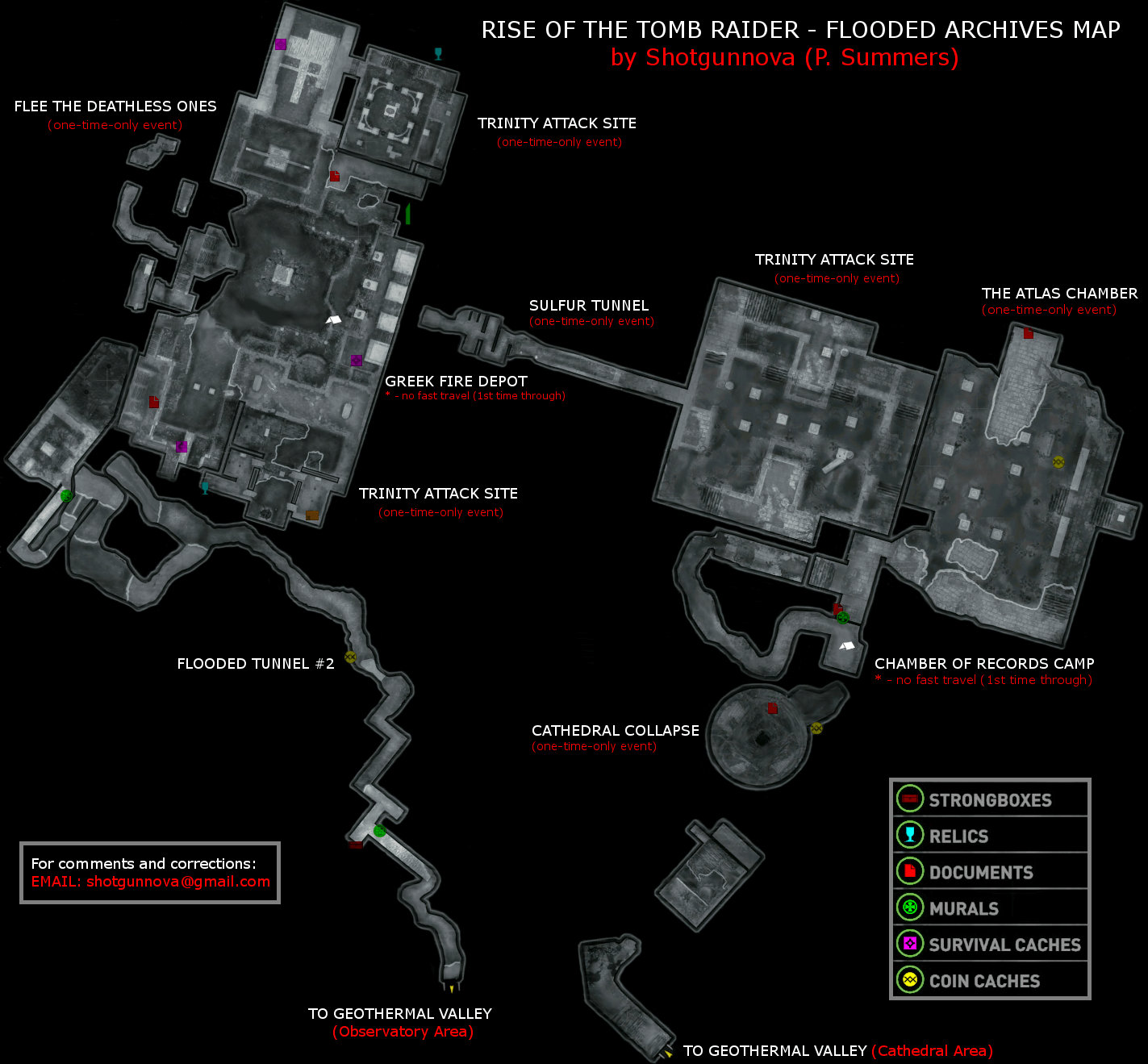 Rise of the Tomb Raider Flooded Archives Map (PNG) - Neoseeker Walkthroughs