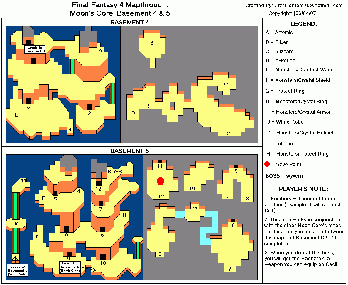 Final Fantasy IV Moon's Core: Basement 4/5 Map (GIF) - StarFighters76.